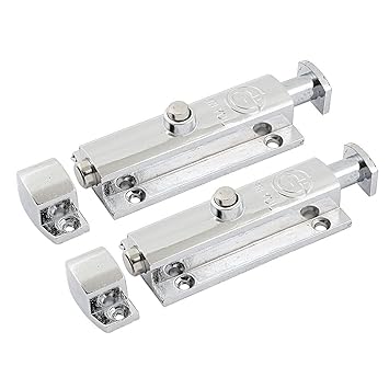 ELECTROPRIME Window Door 4 Inch Automatic Barrel Bolt Latch Lock Silver Tone 2pcs