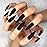 Morily 24pcs Fake Nails Matte Pure Color Medium Long Stiletto Almond Press on Nail False Tips Artificial Finger Manicure for Women (Black)