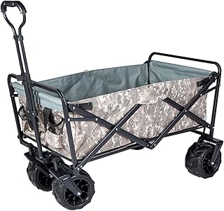 Wagon kempingowy na zewnątrz, wózek na szerokich kołach, składany wózek ogrodowy z torbą do przechowywania i uchwytami na kubki, do uprawiania sportu, zakupów i plaży