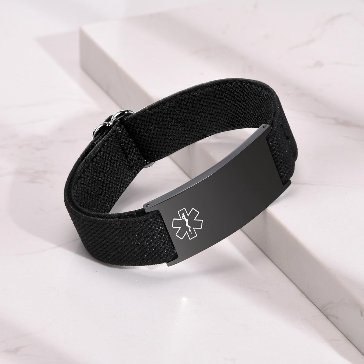 Personalized Medical Alert Bracelet for Men - Customized Elastic Strap Stainless Steel ID Bracelets Engraved Medic Info, Emergency Awareness Medic ID Bracelet for Autism Allergy Diabetic Epilepsy - Image 4