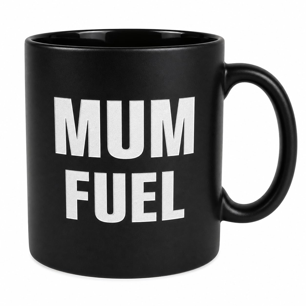 JRose Collections Mum Fuel Engraved Mug – 625ml Extra Large Black Ceramic Coffee Cup – Double-Sided Engraving, Durable & Long-Lasting, Gift Boxed Novelty Mug for Mums