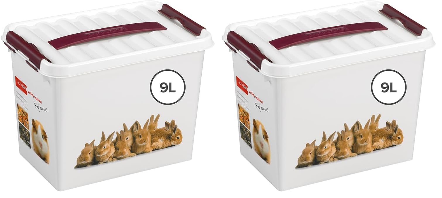 Rangement Croquettes Chien Sunware Q-Line 9L | Lot de 2 Bacs Empilables