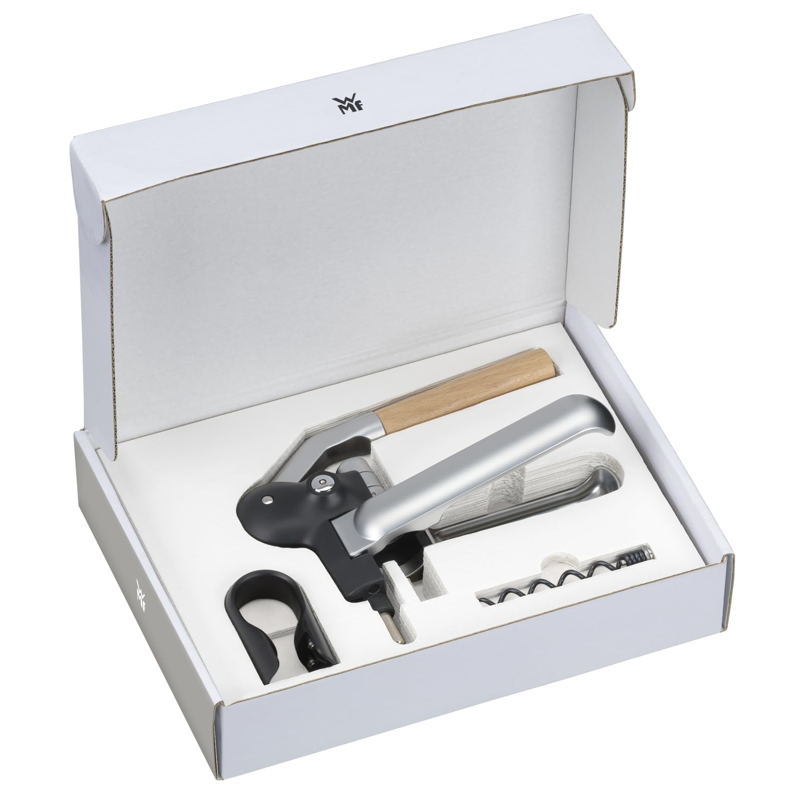 WMF Baric Tire-bouchon à levier pour vin 19 x 11 x 15 cm, tire-bouchon avec coupe-capsule, ouvre-bouteille professionnel pour vin et prosecco, ouvre-bouteille sans effort