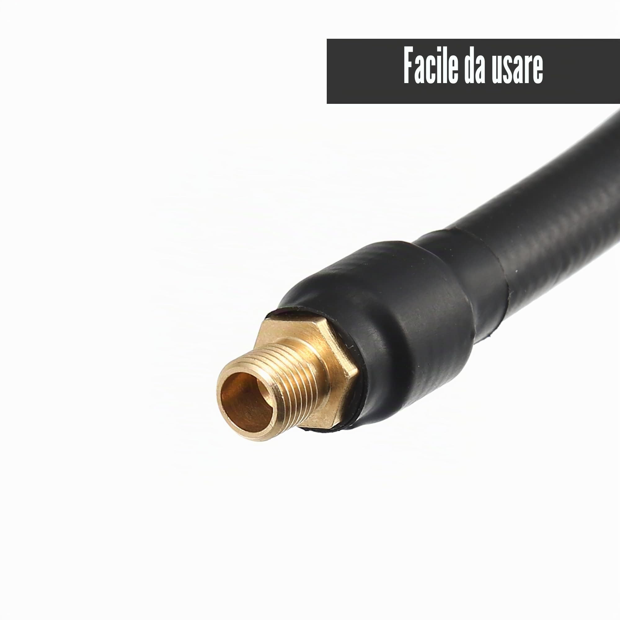 QUARKZMAN Prolunga Tubo Flessibile per Gonfiatore Pneumatico 1 Pezzo | Materiale Rame Gomma, Lunghezza 2m, Filettatura M8x0.8, Diametro 12.6mm, Per Moto Bici, Clip Valvola, Tenuta Stagna