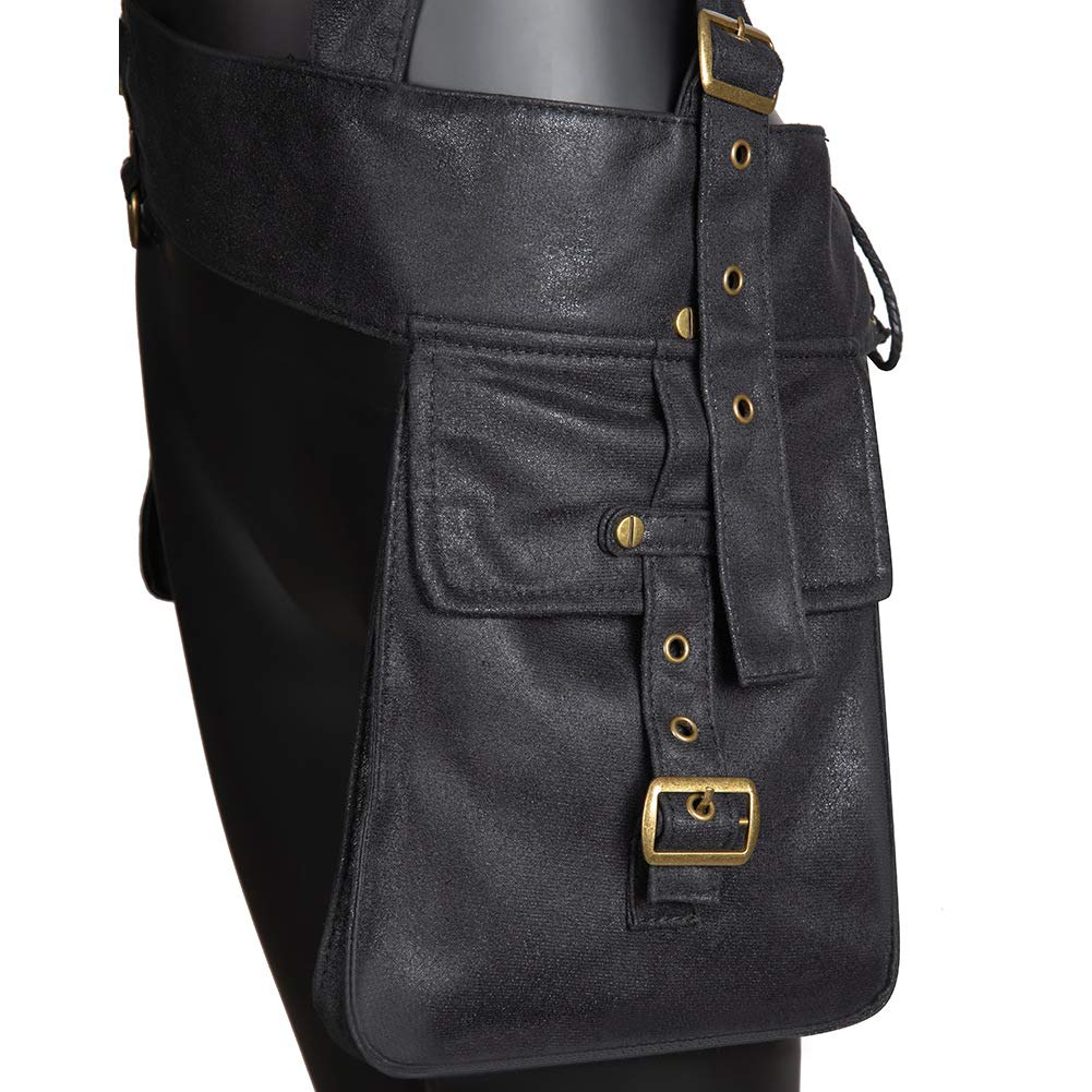 Torba na akcesoria na ramię ze skóry PU, modny gotycki skórzany pokrowiec podróżny piesze wycieczki skórzane motocykl nerka, Black, Medium, Punk