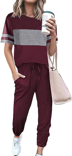 PRETTYGARDEN Women's Two Piece Sets 2025 Summer Spring Jogger Pants Travel Vacation Lounge Outfits Airplane Matching Clothes