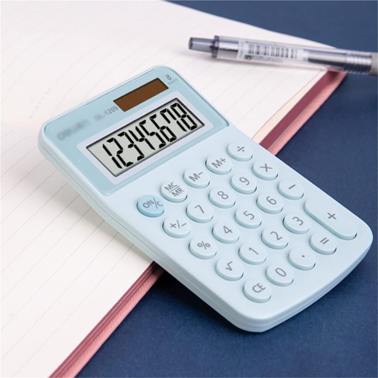 Calcolatrice per Ufficio Calcolatrice con Funzione Standard A 8 Cifre, Piccola Calcolatrice Portatile A Doppia Alimentazione Scuola(Blue)