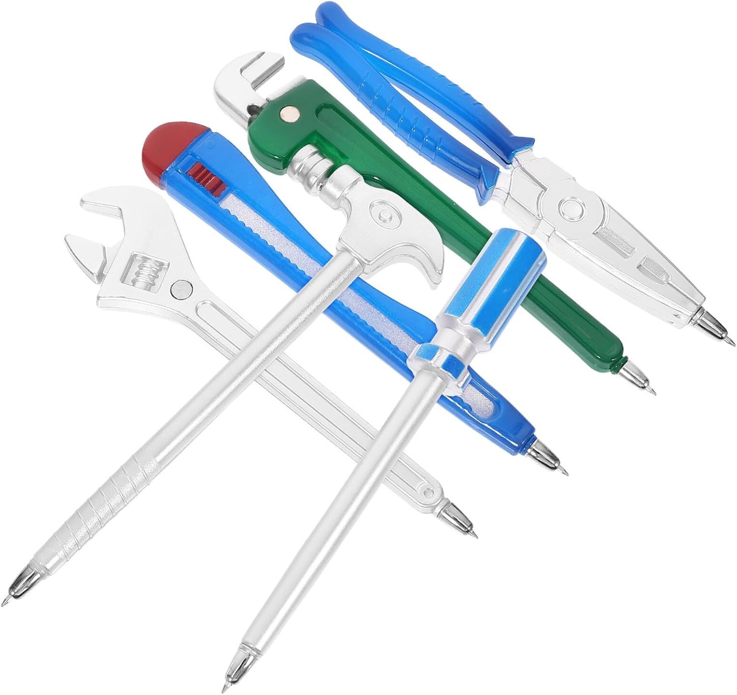 Zerodeko 6pcs Novelty Ballpoint Pens Tool-shaped Multi-color Plastic Pens with Medium Point for Student Writing Office Supplies Desk Accessories