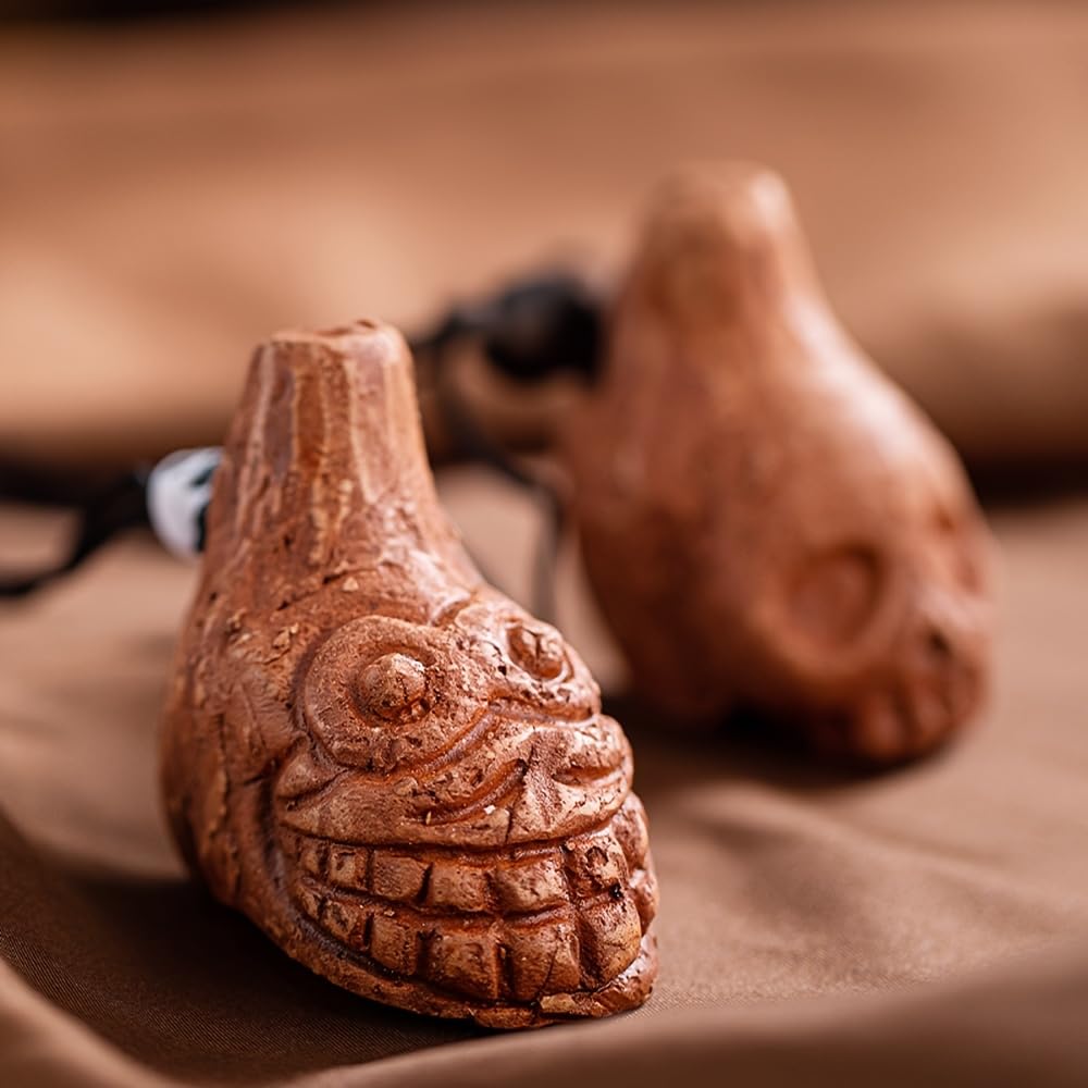 Sifflet de mort aztèque, jusqu'à 125 décibels fort et réel sifflet de mort aztèque authentique humain authentique humain Ehecachichtli Sifflet de guerre (céramique)