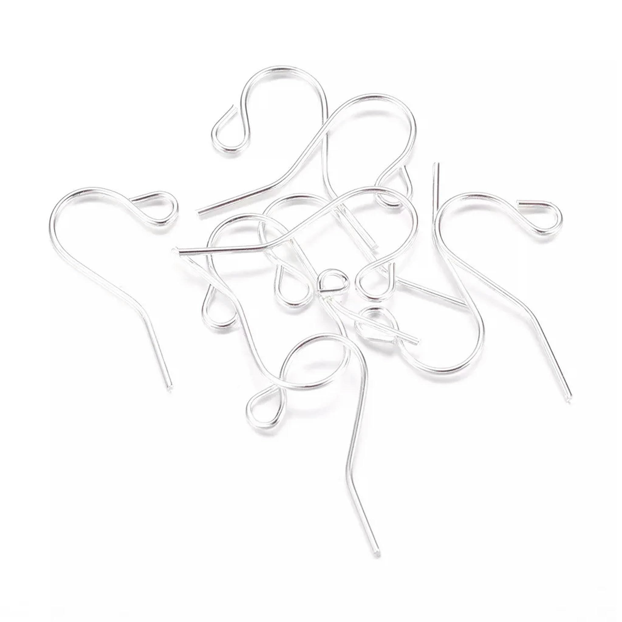 5000x Crochets de Boucles d'oreilles en Fer Plaqué Argent Simple Fil d'oreille Français sans Nickel 17x12mm-par défaut
