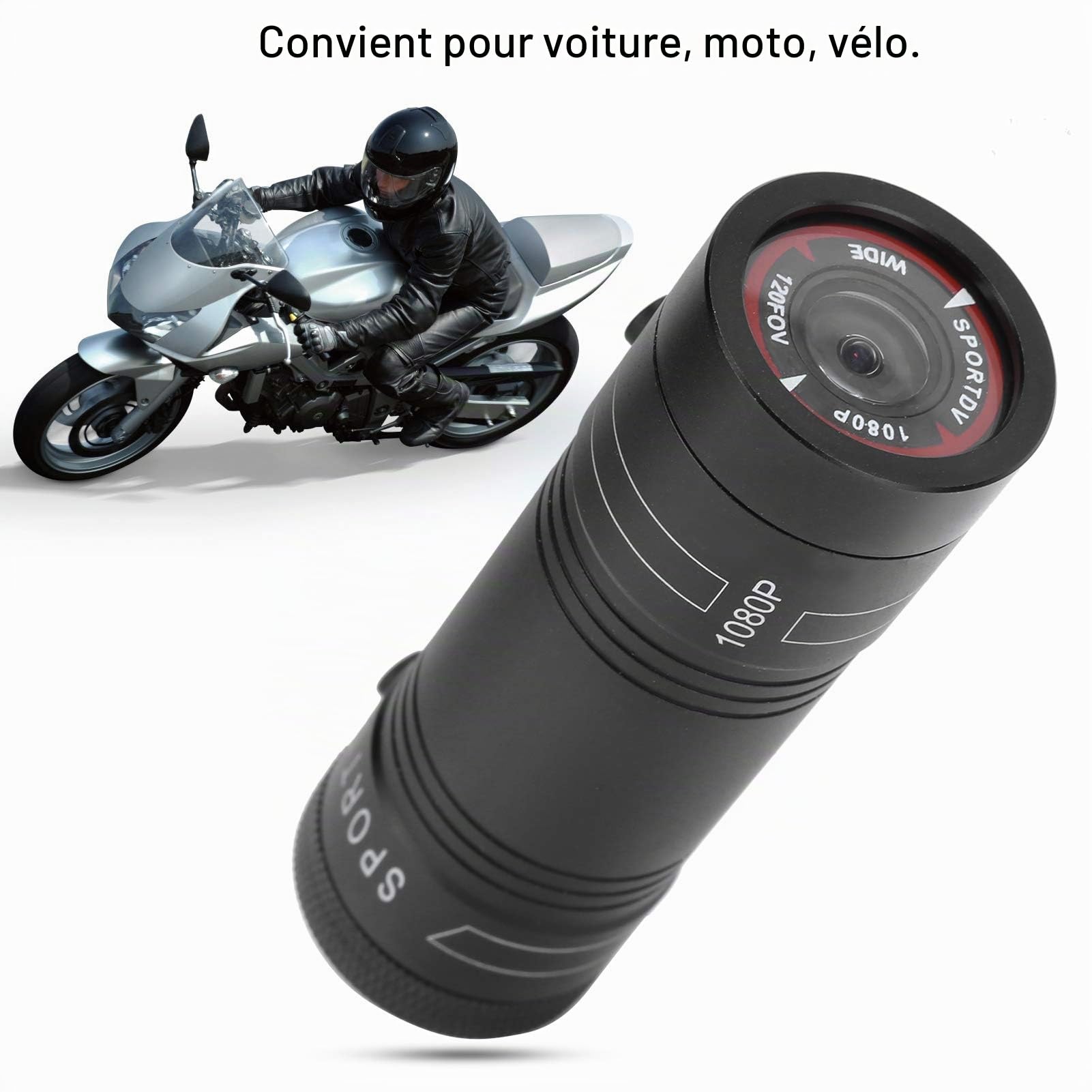 Caméra d'enregistrement de Tableau de Bord de Moto, enregistreur de Conduite vidéo 1080P 30fps Dash Cam DVR de Moto avec Vue d'angle de 120 degrés, Carte mémoire de 32 Go de Soutien
