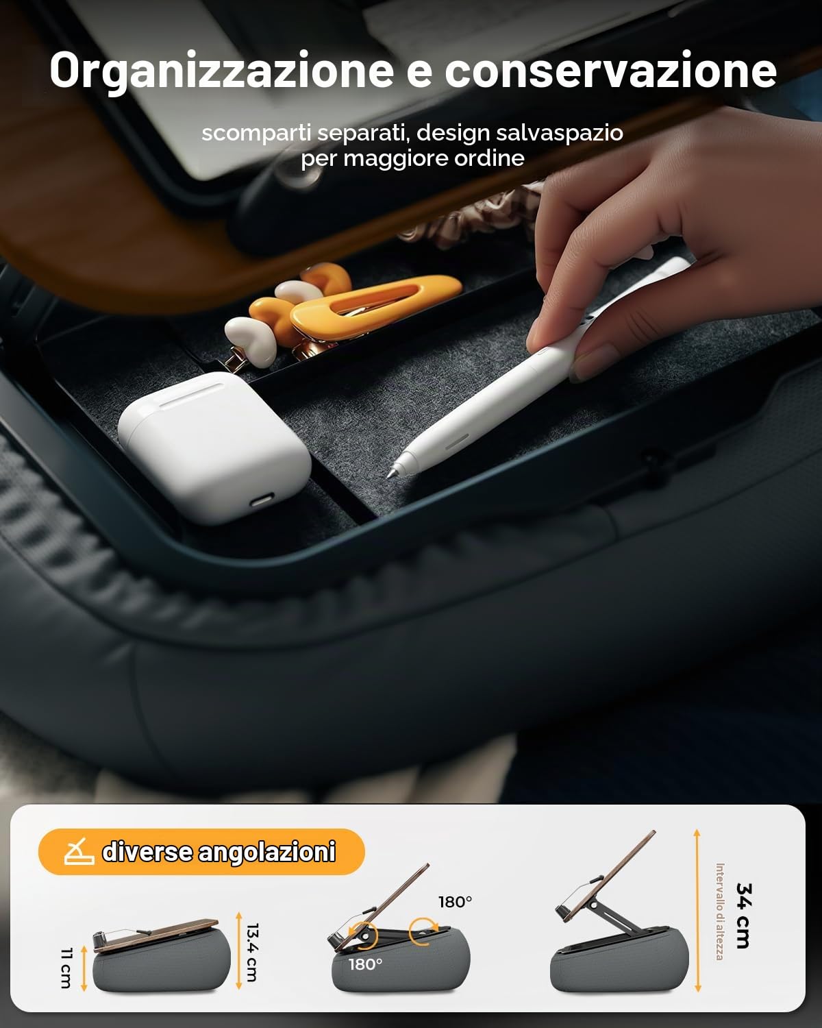 SupeDesk Supporto per libri da leggere, regolabile, per divano, letto, scrivania, morbido cuscino da lettura con clip laterale e spazio di archiviazione, pieghevole, a mani libere, essenziale per gli