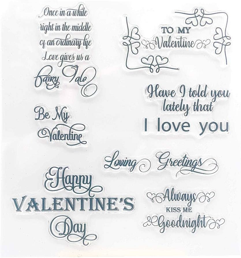 ECMQS Happy Valentines Day DIY Transparent Stamps, Silicone Stamp Set, Clear Stamps, Cutting Stencils, DIY Scrapbooking Tool