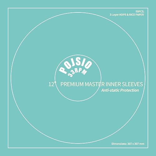 50 x Anti Static Vinyl Inner Sleeves 12 Inch Vinyl Sleeves Inner | |3 Layer HDPE+1 Layer Rice Paper| Vinyls Record Sleeves 12 Inch Poly Lined Inner Sleeves,12Inch LP Vinyls Protective Sleeve