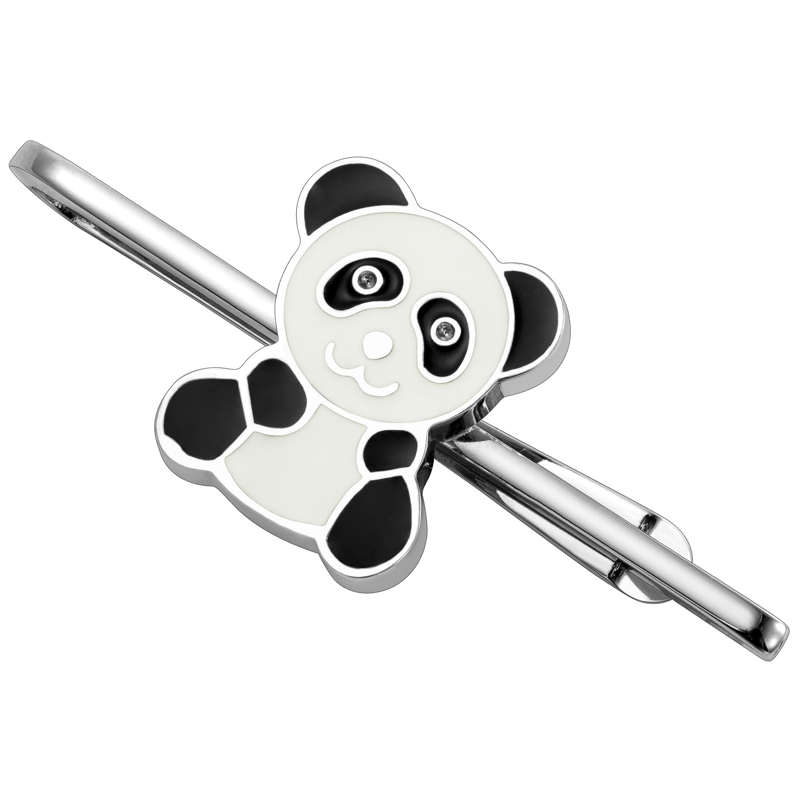 HAWSON 2 Inch Panda Tie Clip for Men - Unique Animal Tie Bar, Silver Tie Pin for Wedding, Party, Business - Classic Mens Accessories Gift