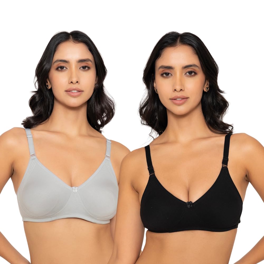 inkurv Encircled Side Support Shaper Wirefree Cotton Everyday Bra for Women and Girls | Full Coverage | Non Padded | Seamless | Sag Lift Support Bra- Delphia Combo of 2-picture-57