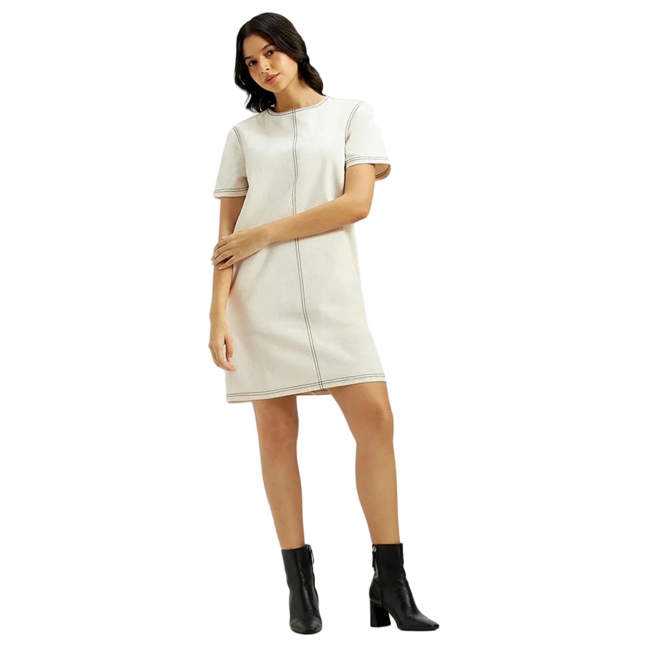 Levi's Women's Cotton Shift Mini Casual Dress (0050C-0000_White in white