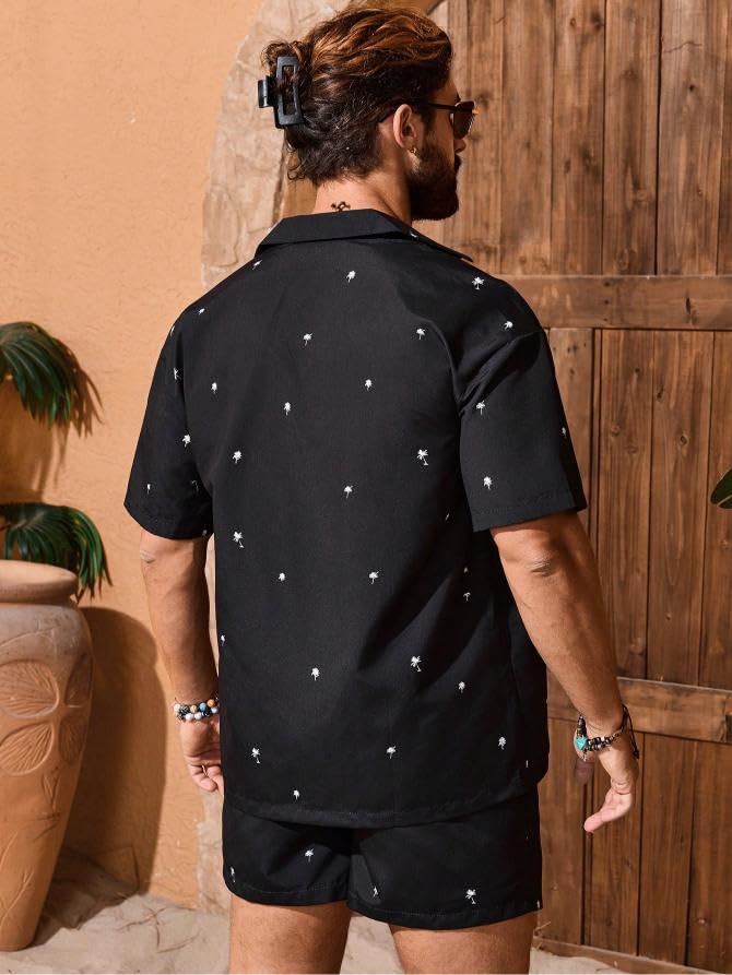 Image of GRECIILOOKS Men's Co Ord Set |Printed Shirt and Shorts Set for Men |Summer Loungewear, Beachwear & Night Suit for Daily Comfort | Nightwear Set for Mens