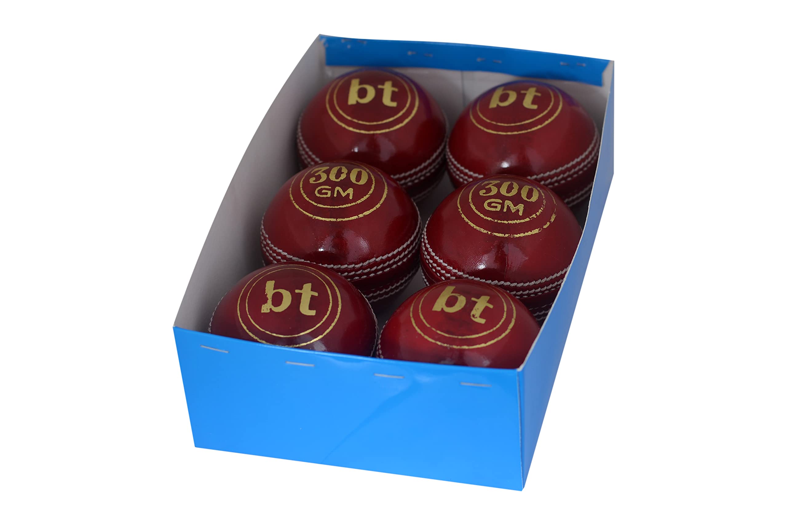 BT Cricketball / Cricketbälle, schwer, 300 g, Leder, Rot, 4 Stück