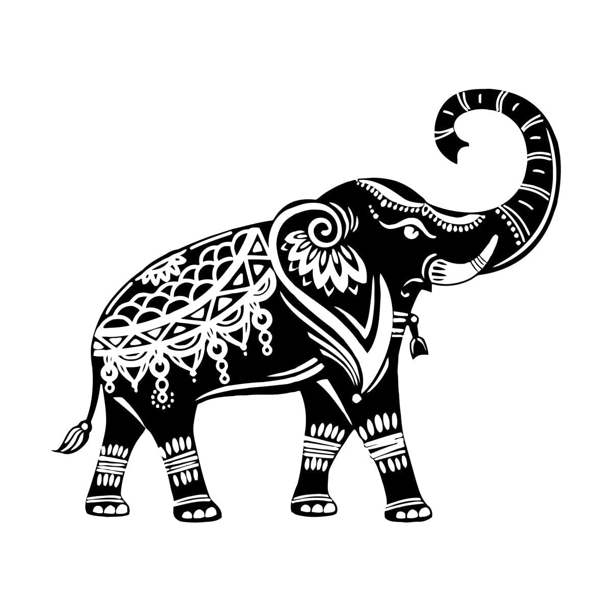 Elephant Indian Wall Vinyl Decal Raised Trunk Symbol of Wealth Home Decor Removable Art Home Decoration Wall Decor Small - 42x49cm