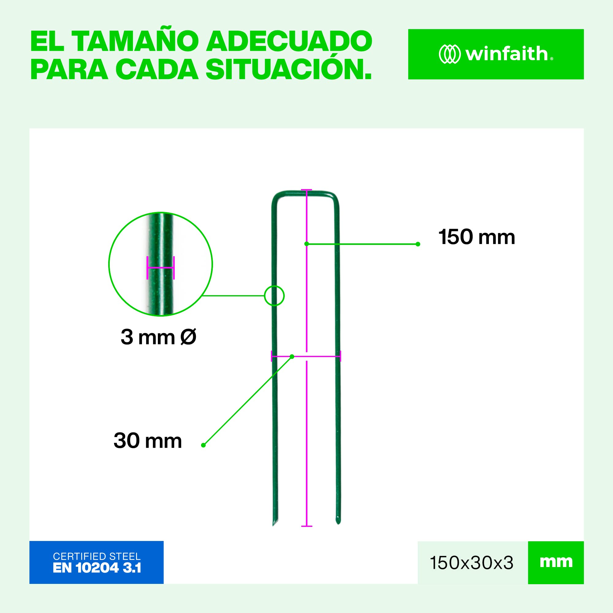 1000 Grapas Malla Antihierbas en Acero Galvanizado a Prueba de Oxido, Grapas Cesped Artificial para Jardín, Huerto, Invernadero, para Terrenos Blandos (Medidas mm H150 x L30 x D3)