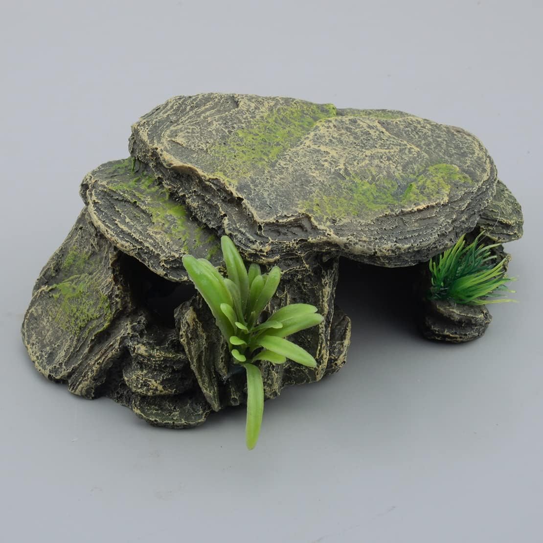 Resin Reptile Lizard Aquarium Tropical Fish Tank Stone Rock Cave Decor Ornament