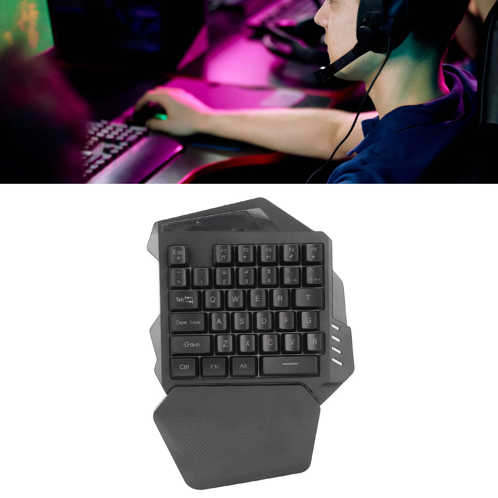 Tastiera da Gioco con Una Sola Mano, G60 2.4G Wireless RGB Retroilluminata Mezza Tastiera 35 Tasti Mini Tastiera da Gioco Portatile Compatibile con PC per 98SE/Me/Win