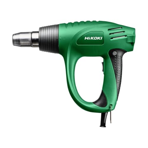 HIKOKI Heißluftgebläse (2000 Watt, 230 V, Temperatur 450-600 °C, Luftstrom 250/500 l/min, Soft-touch Handgriff, Überhitzungsschutz, Koffer, 5 teiliges Düsenset), Grün Schwarz