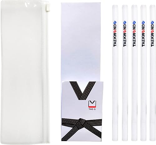 Miniatura 5 de TAE-S Taekwondo - Lápices HB de madera con estuche de PVC transparente blanco, idea de regalo pensada para estudiantes de artes marciales (6