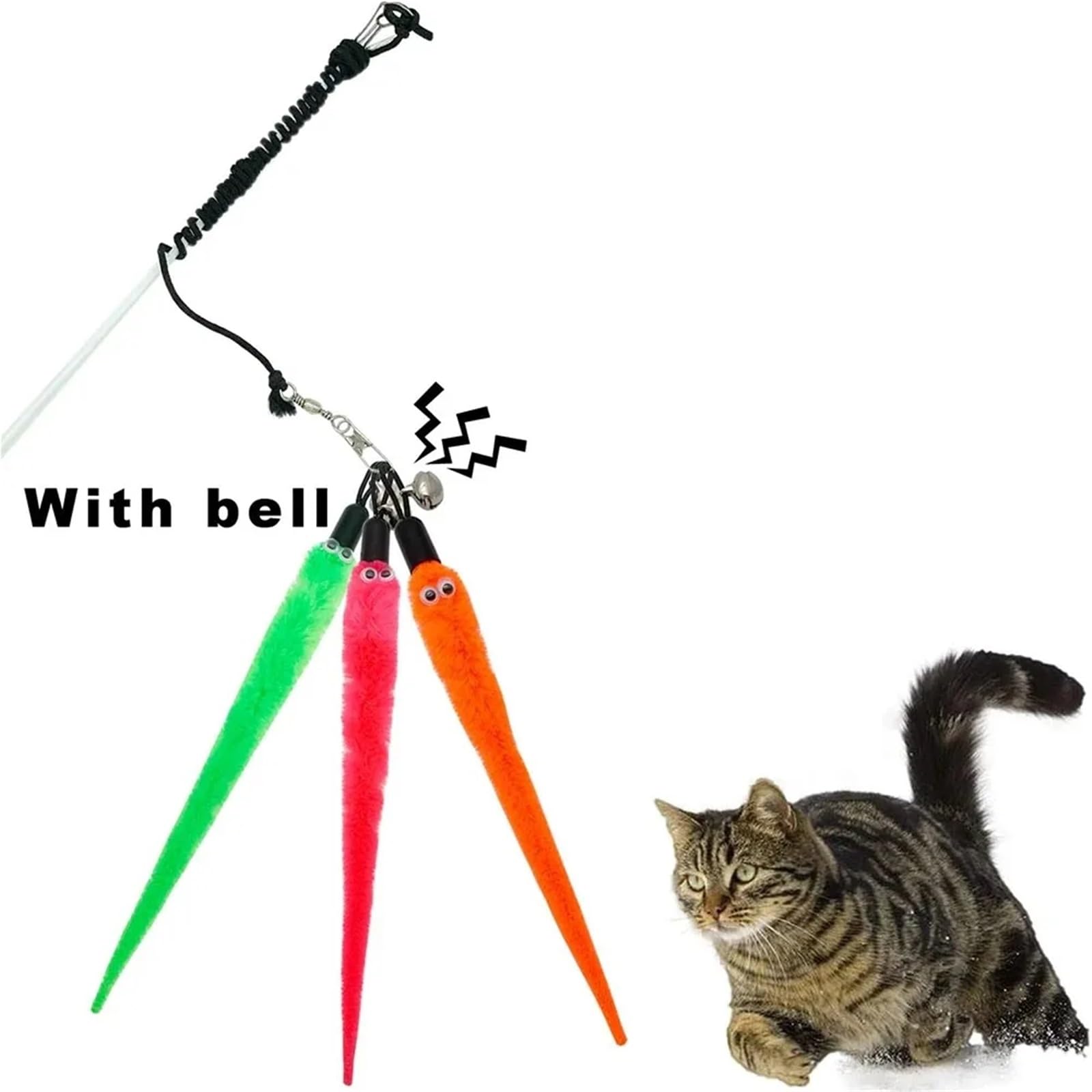 Juegos para Gatos Recambios de varitas for Juguetes de Gatos, Gusanos de Repuesto for Juguetes interactivos.(50 pcs)