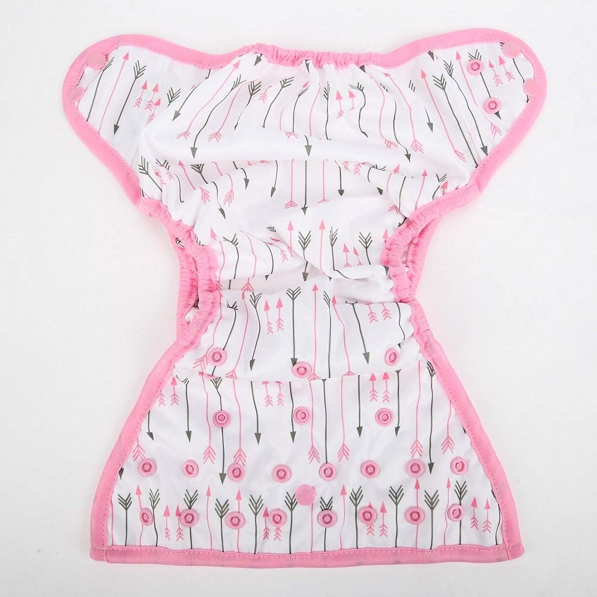 One Size Cloth Diaper Cover Snap with Double Gusset (Pink Arrows) - Image 4