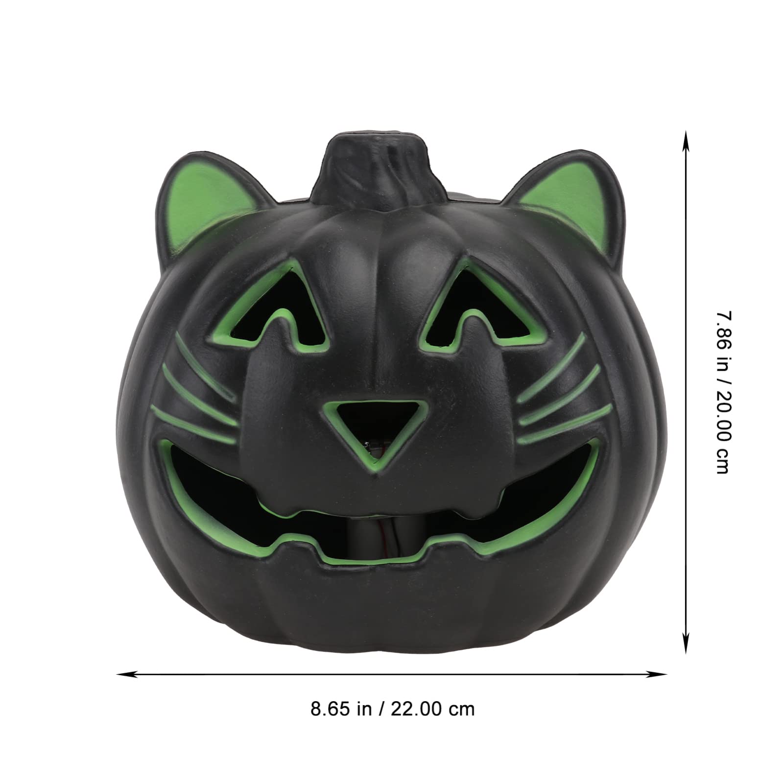 SHERCHPRY Halloween Pumpkin Night Light, Cat Face LED Lamp, Black Plastic, Tabletop Decor for Living Room, 22x20cm