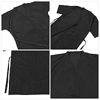 Vista 7 de Lurrose Vestido de cliente de salón Batas Cabo Peluquería Corte de pelo Smock para clientes Estilo Kimono (negro)