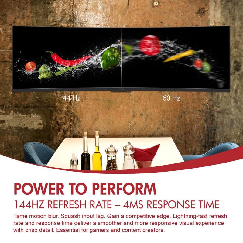 Viotek 49 Super Ultrawide Gaming Monitor for Gamers, 144Hz Refresh Rate