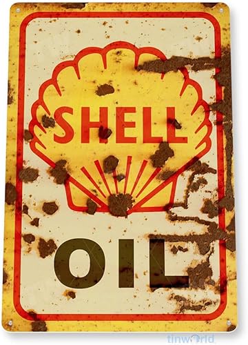 Tinworld Signo de estaño Cartel de la cueva de la tienda del coche de la tienda del coche del garaje del aceite rústico retro del aceite de la