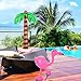 meekoo 6 Pieces Inflatable Palm Trees Jumbo Coconut Trees Pink Flamingos Colorful Beach Balls Rainbow Color Balls for Hawaii Beach Luau Party Backdrop Decoration