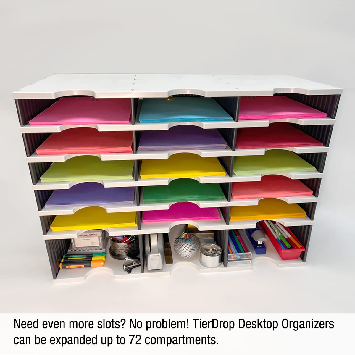 Ultimate Office TierDrop Literatur-Organizer/Formular-Sortierer, 6-Fächer-Add-On (für jede 3-breite Ebenen-Einheit), Grau mit Schwarz