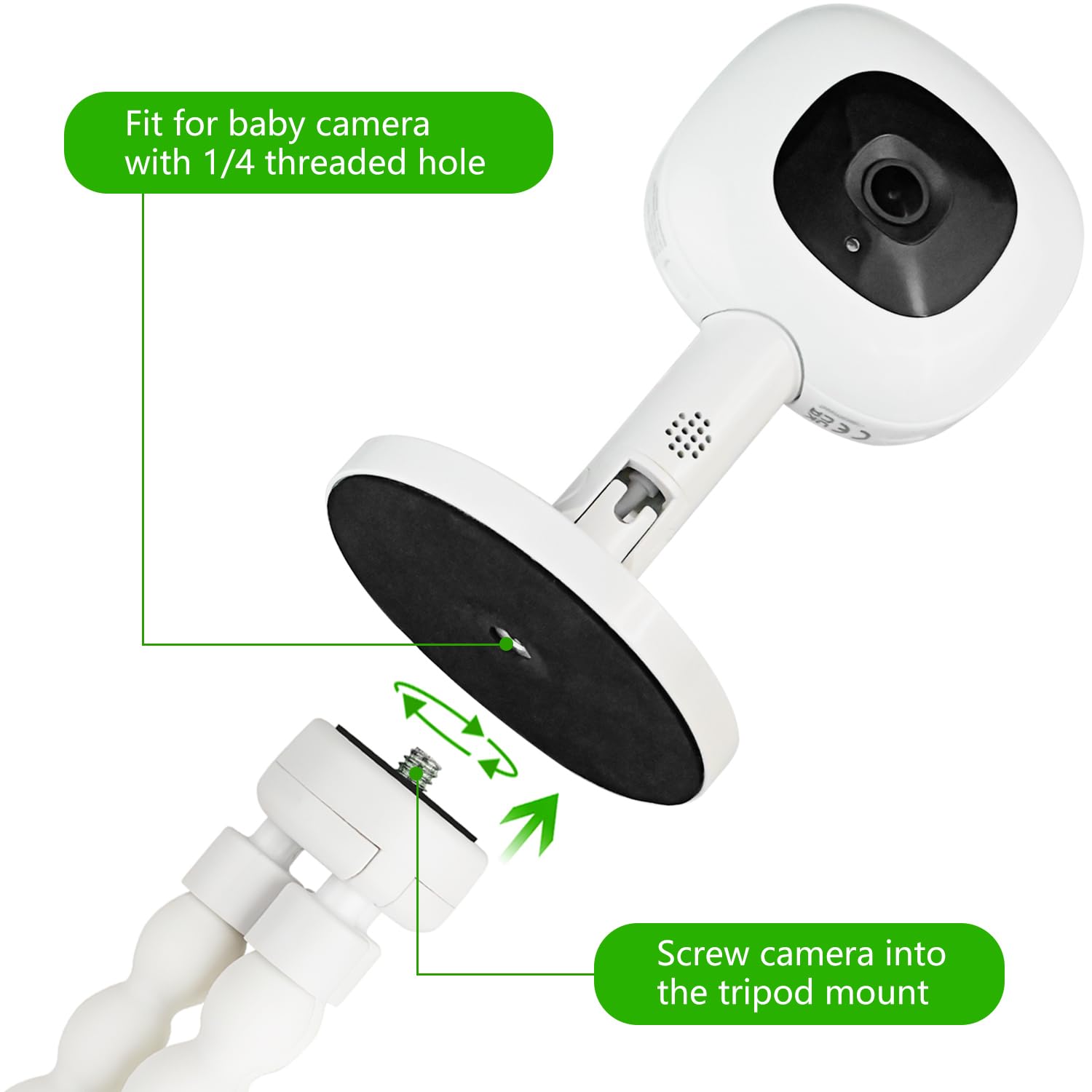 iTODOS Babyfoonhouder Compatibel met Nanit Pro Smart Babyfoon & Flex Stand Babyfoon, 8 inch Flexibele Arm Monitor Mount, Bevestig uw Baby Cam Waar U maar wilt - 1pack