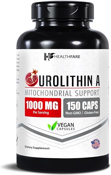 Healthfare Urolithin A | 150 Vegan Capsules | Non-GMO, Gluten-Free | Made in USA
