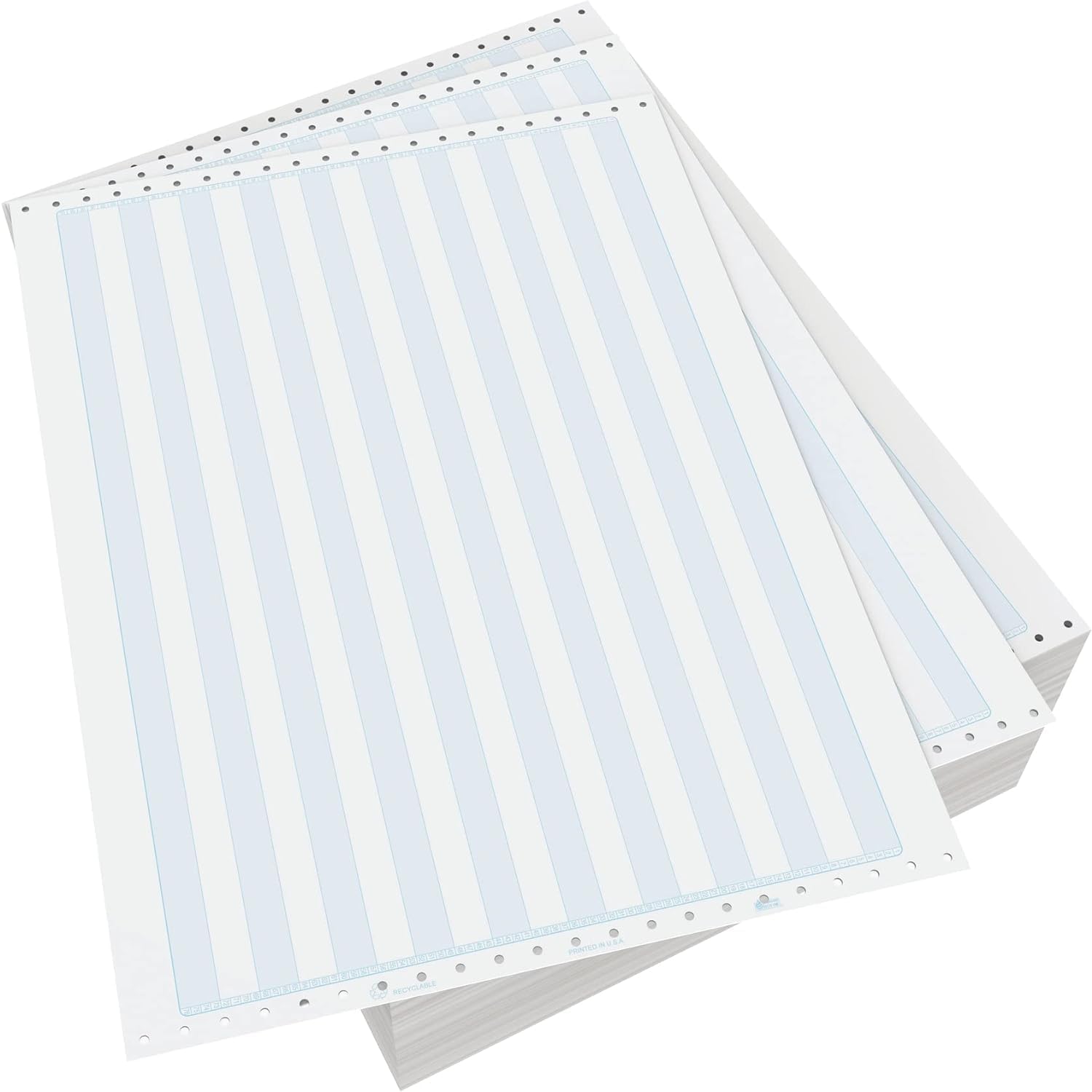 Alliance Continuous Computer Paper 14-7/8" x 11" with 1/2" Green Bar 1 Part 92 Bright 20lb 2300 Sheets per Carton