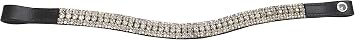 Saddlesworld Fancy Brown Leather Center Pink Pearl with Clear Crystals Browband - Cob Size