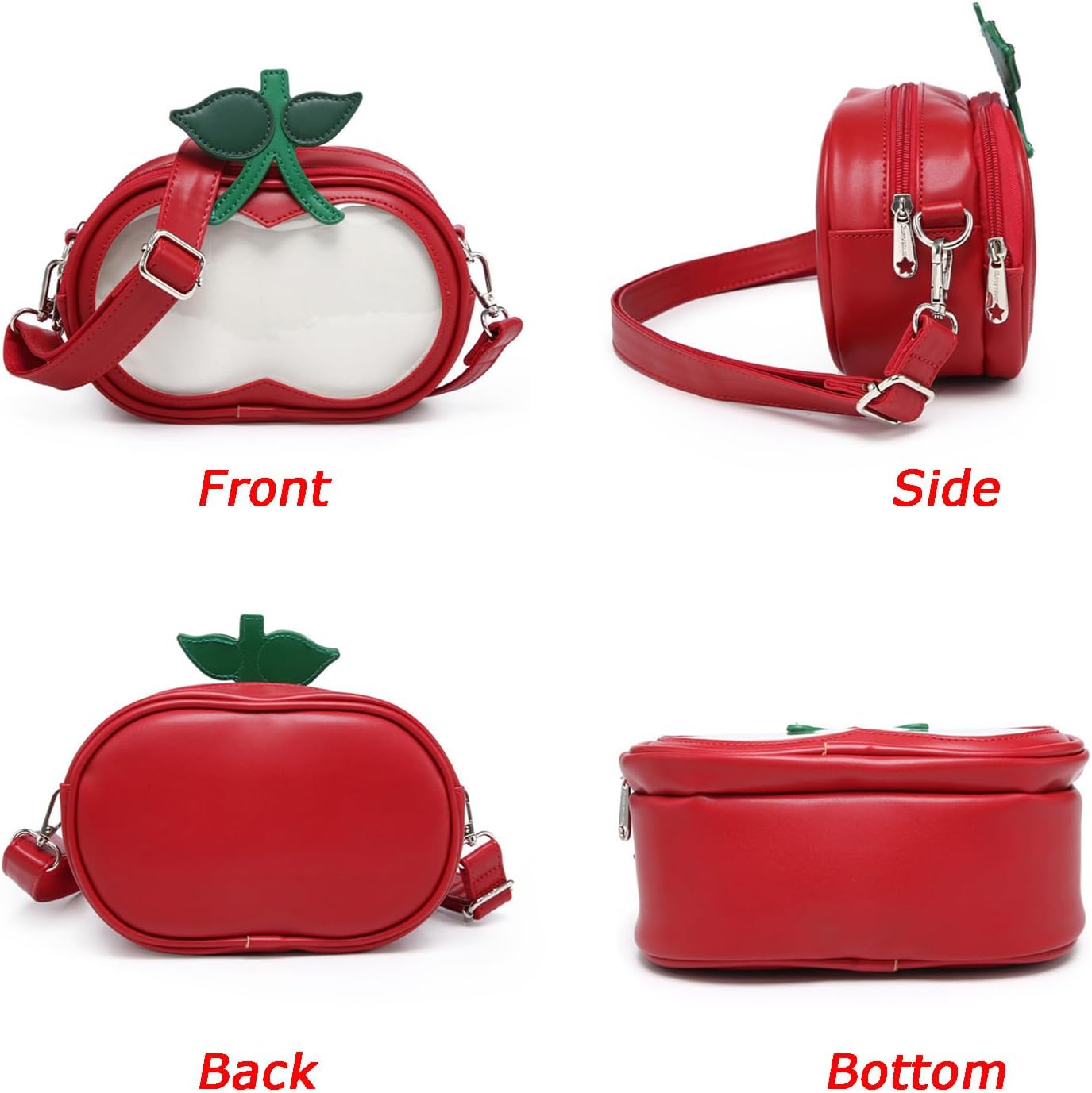 Kawaii PU Leather Ita Bag Y2k Shoulder Crossbody Bag Aesthetic Cute Cherry Sause Cute BagPin Display - Image 4