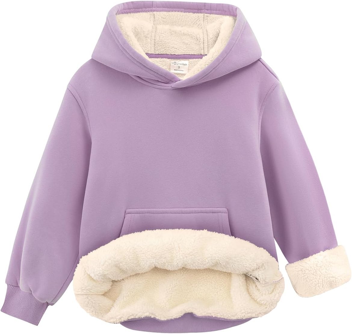 Noomelfish Girls Warm Fleece Sherpa Lined Hoodie Kids Winter Pullover Hooded Sweatshirt(5-12 Years)