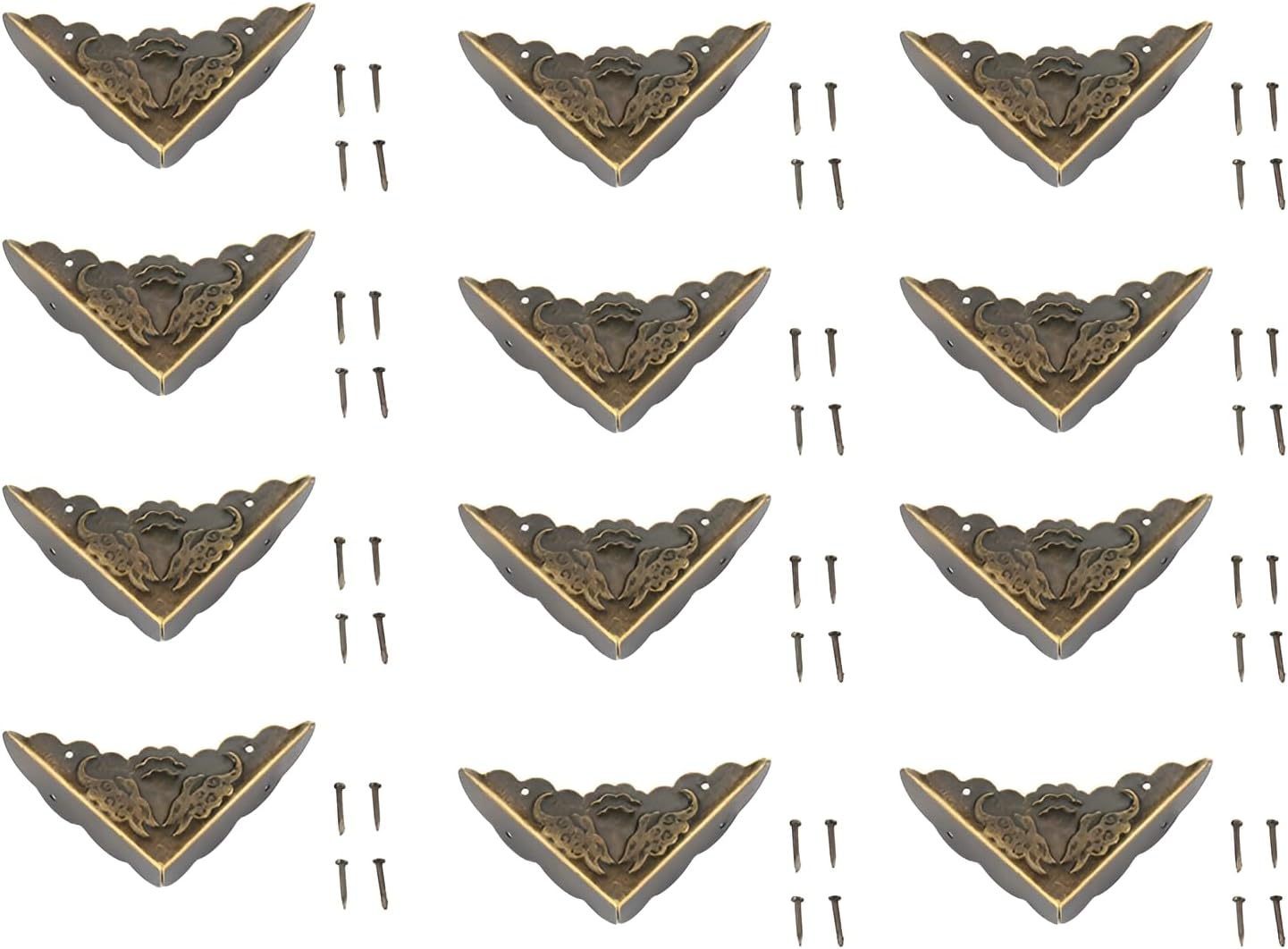 12 Pcs Vintage Metal Corner Protectors,Furniture Edge Safety Guard