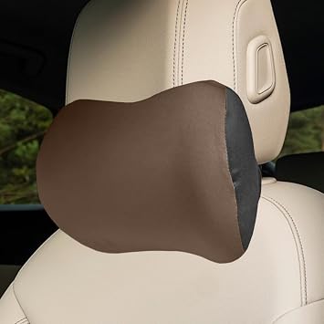 Car Headrest Pillow for Driving - Memory Foam Soft Automotive Neck Support Pillow Cushion with Adjustable Strap - Comfortable Car Seat Headrest Pillow for Neck Pain Pressure Relief Coffee
