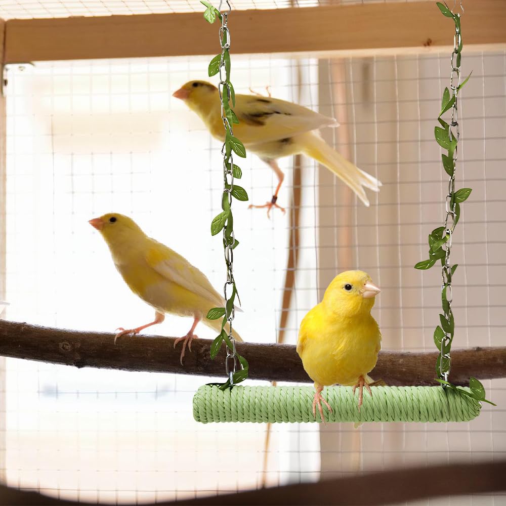 Giocattolo Altalena per Uccelli, Giocattoli per Pappagalli in Legno con 2 Ganci in Metallo, Accessori Gabbia per Parrocchetto, Calopsitta, Uccelli Innamorati, Fringuelli