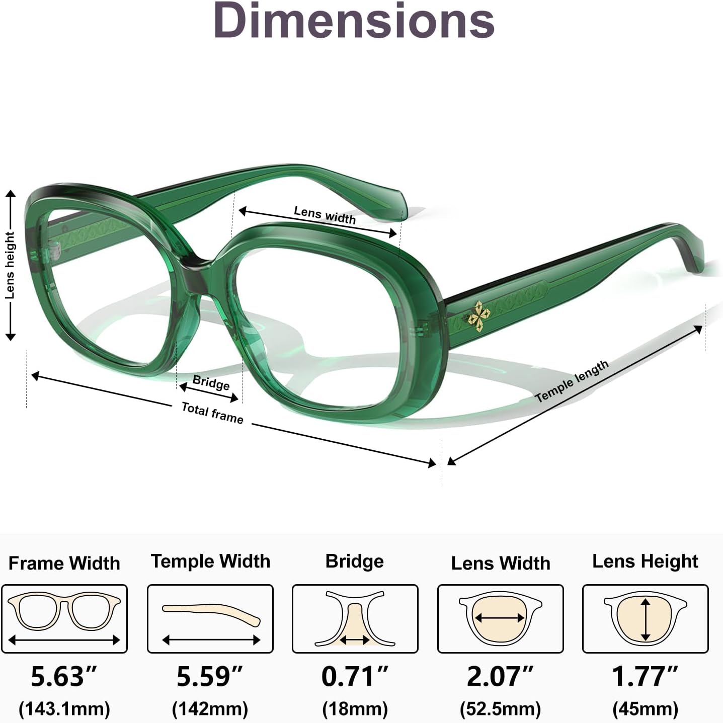 VISOONE Oversized Round Computer TR90 Blue Light Blocking Glasses for Women Men Lavinia Lavinia Upg Basil Green image 8 of 8 B0DSVP65C4