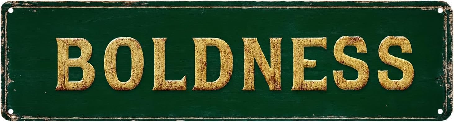Peiyeety A007 Boldness Vintage Metal Tin Sign, Rustic Motivational Wall Art, Waterproof Hanging Plaque For Office, Sturdy Decor For Study, Retro Inspirational Ornament For Home Workspace Zones 4X16 Inch