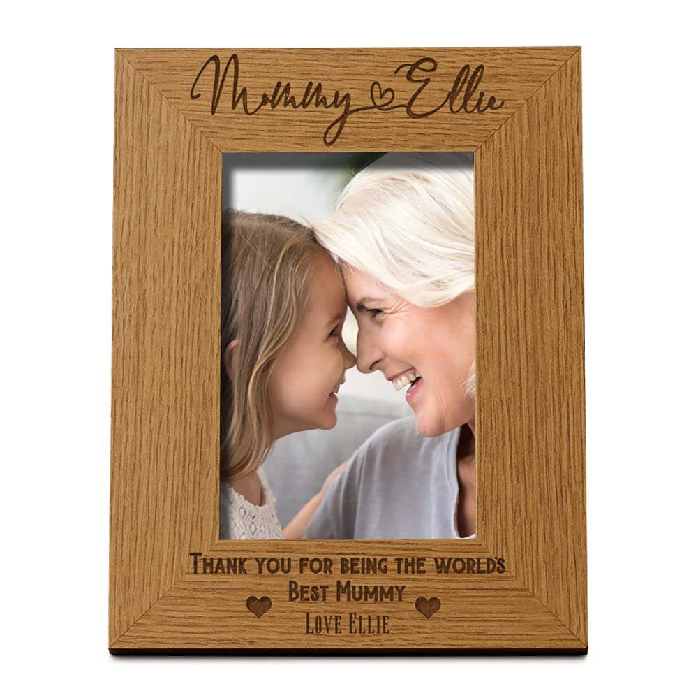 Ukgiftstoreonline Brown Personalised Best Mummy With Name Portrait Photo Frame Gift (4 X 6 Inch)