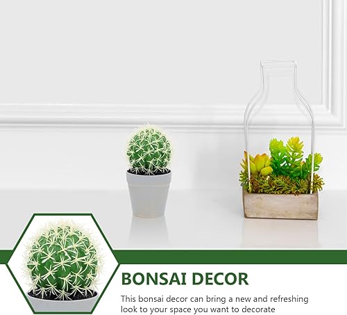 Miniatura 6 de HOMSFOU Cactus en maceta, adornos de oficina, plantas de interior para interiores, macetas pequeñas para interiores, bonsáis de imitación de cactus
